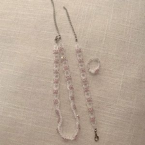 Swarovski Crystal Necklace Bracelet Ring Jewelry Set Lavender Clear